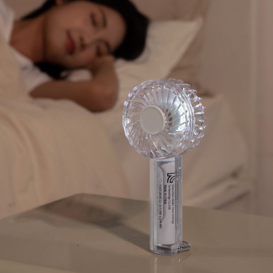 GXZ-F95 Transparent Housing Handheld Fan with Hook & Nightlight