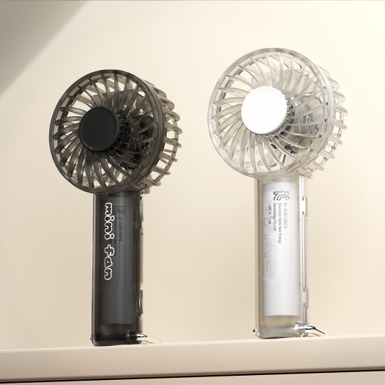 GXZ-F95 Transparent Housing Handheld Fan with Hook & Nightlight